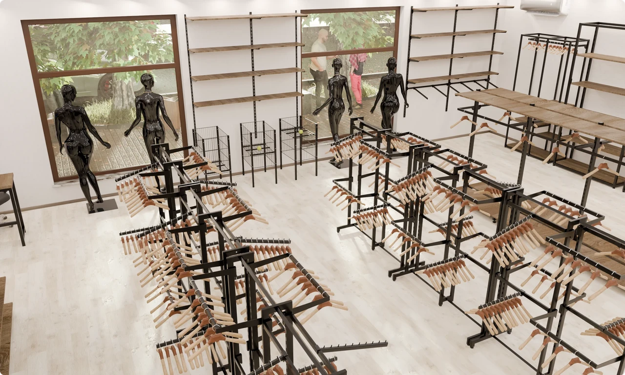 Вариант установки оборудования для магазина одежды Вариант установки оборудования для магазина одежды