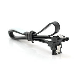 Кабель SATA 0.45м, кут 90°, з защелкою, чорний, артикул 17052, Voltronic, для передачі даних