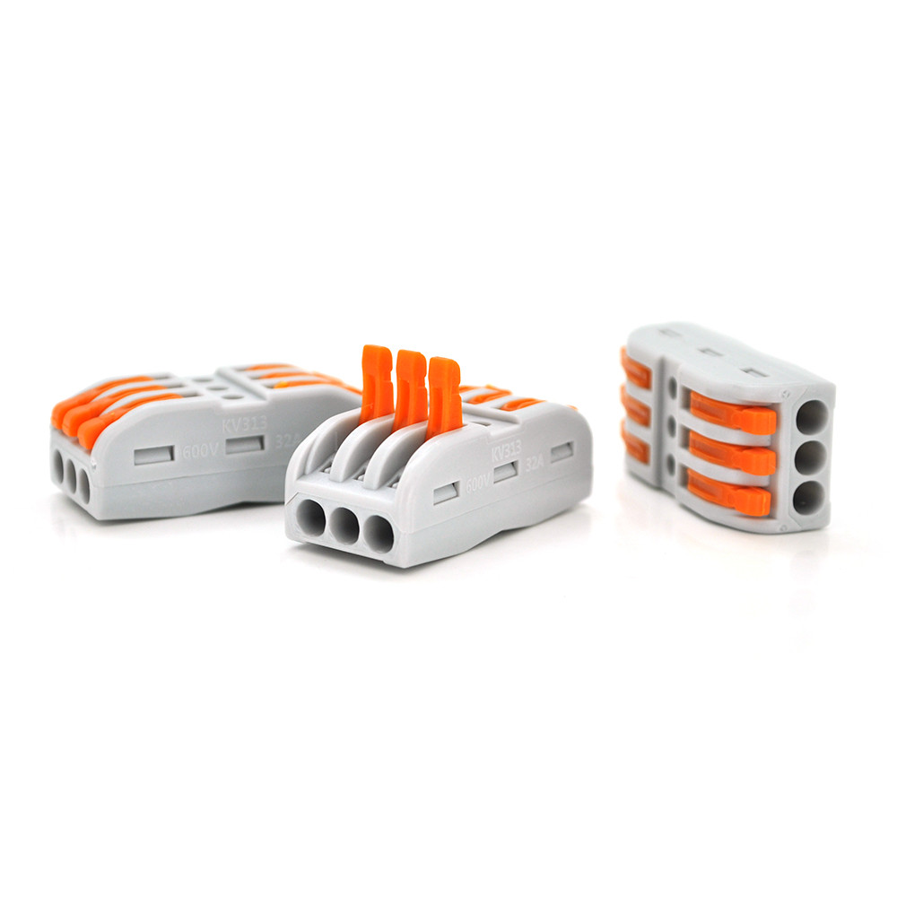 Клемна колодка WAGO K773-313, 3-провідна з натискними затисками, сірого кольору, для розподільчих коробок, артикул 16764