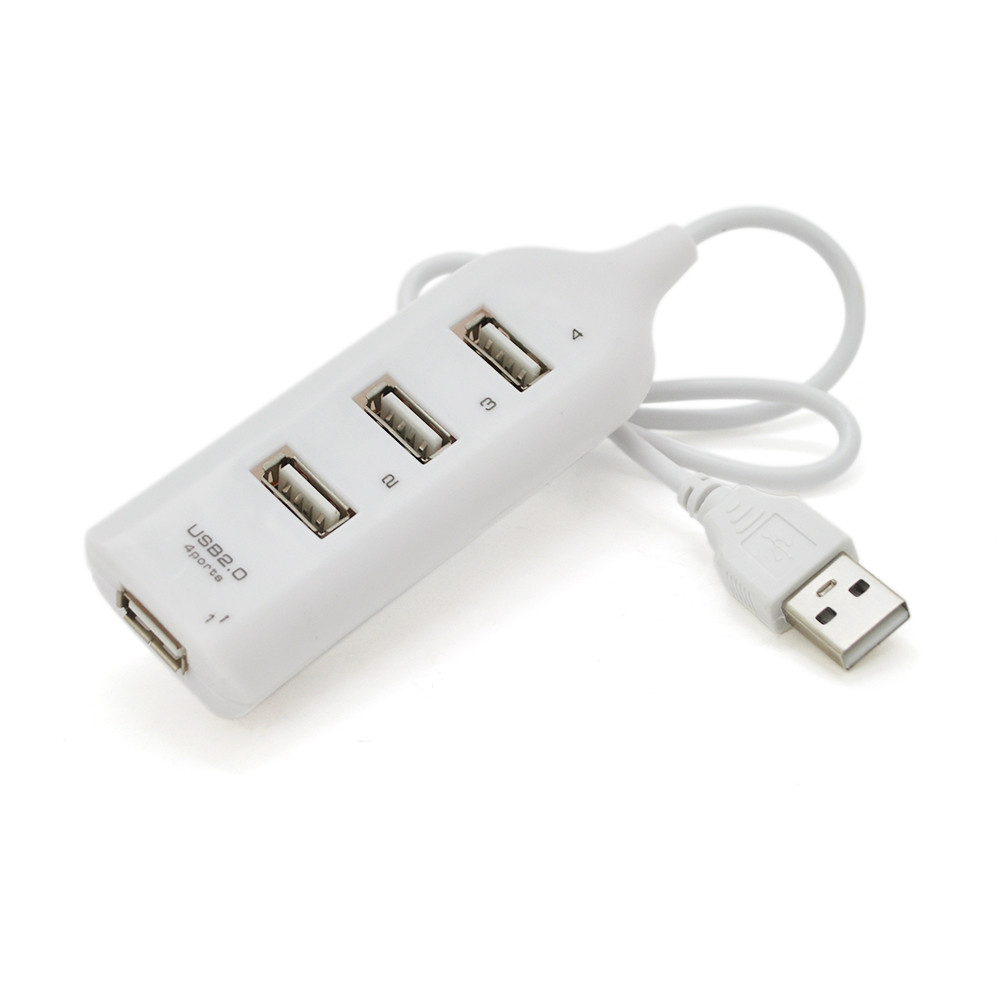 Хаб USB 2.0 на 4 порта, білий, 480 Мбіт/с, живлення від USB, артикул 19155, Voltronic