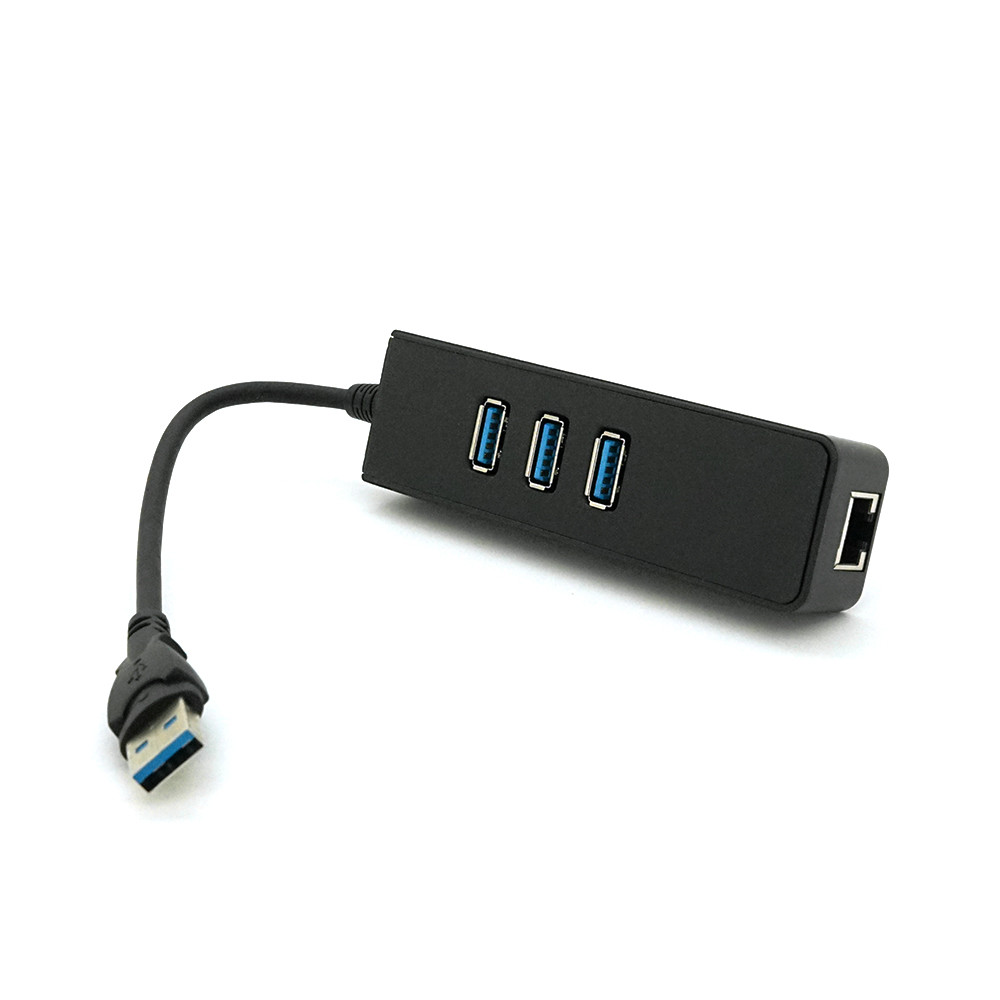 Хаб USB 3.0 з 3 портами USB 3.0 та 1 портом Ethernet, чорний, артикул 12936, BOX, Voltronic
