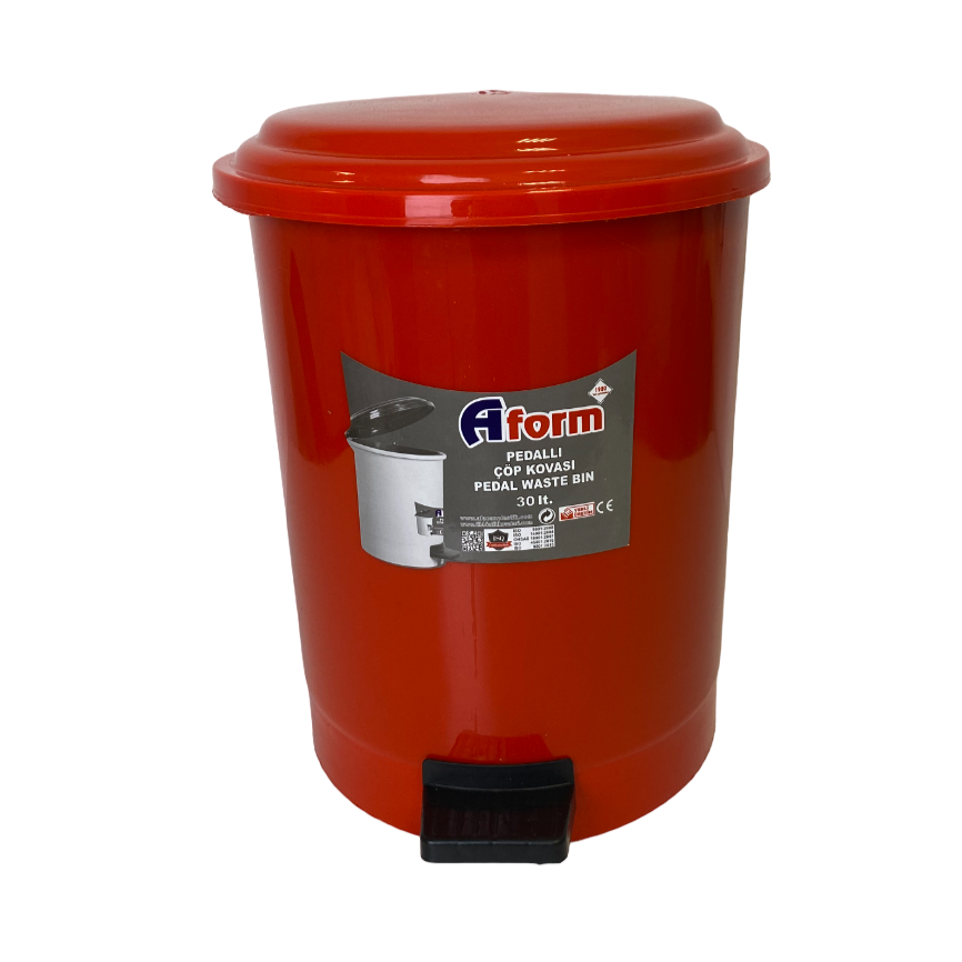 Відро для сміття побутове з педаллю на 12л пластик (Червоне), фото 1