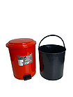 Відро для сміття побутове з педаллю на 12л пластик (Червоне), фото 4