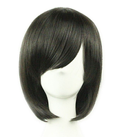 Перука каре 32 см c подовженою чолкою брюнетки чорна