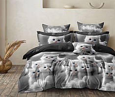 Полуторний комплект постільної білизни на блискавці 150*220 Сатин Люкс (23619)