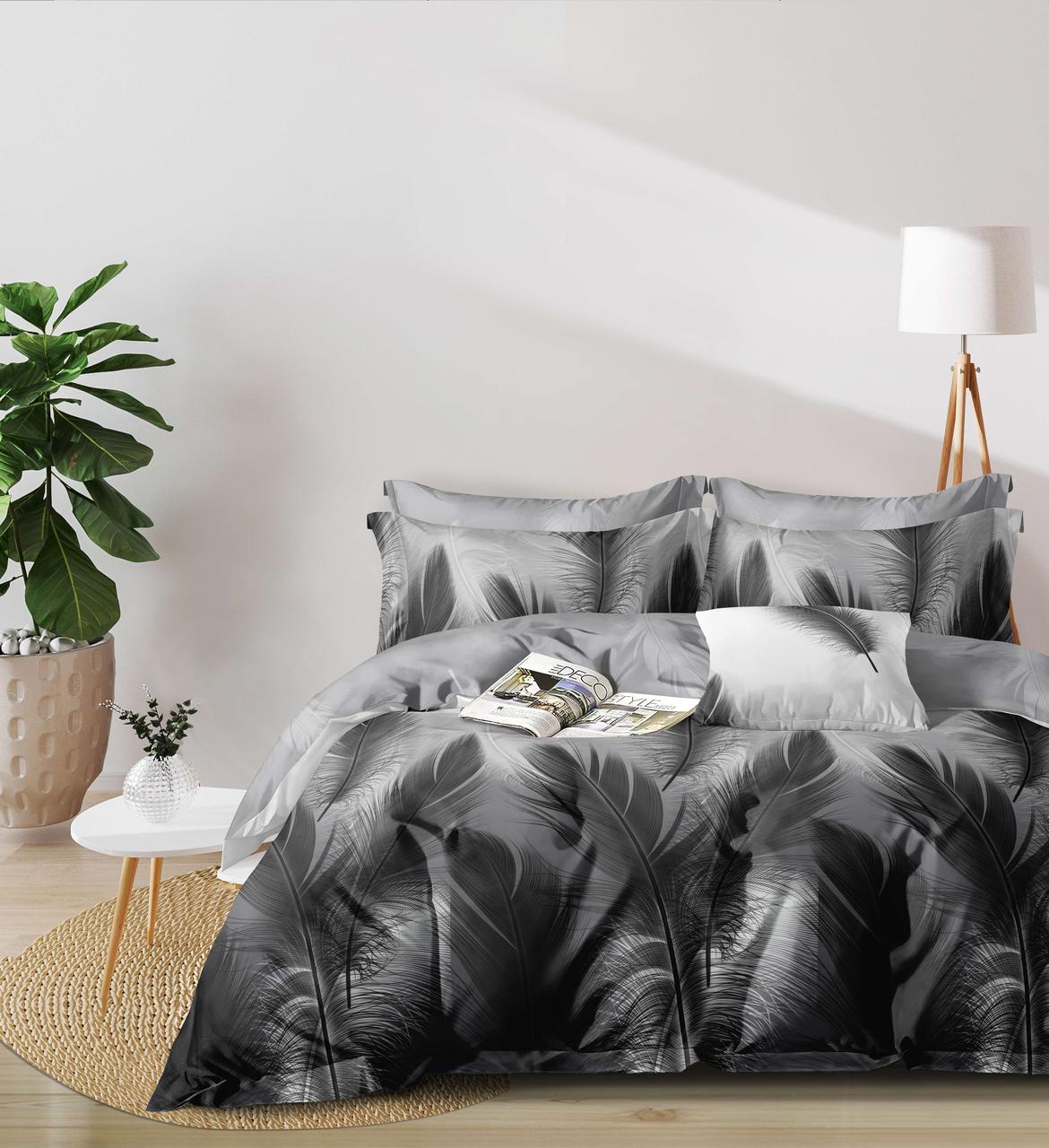 Полуторний комплект постільної білизни на блискавці 150*220 Сатин Люкс (23620)