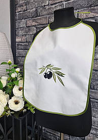 Нагрудник для дорослих, Фартушок на груди "Гілка Оливи"  Білий, 50х35см