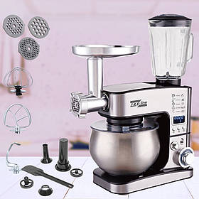 Кухонний комбайн з дисплеєм Zepline ZP-135 багатофункціональний 3в1 Блендер тістоміс м'ясорубка 4200W