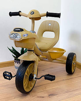 Велосипед 3-х колісний Best Trike, колеса EVA, сталева рама, корзина, укр. озвучка, Бежевий