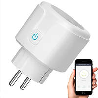 Розумна Wi-Fi розетка 20А з лічильником електроенергії та підключенням до телефону Tuya Smart 3960 Вт Біла