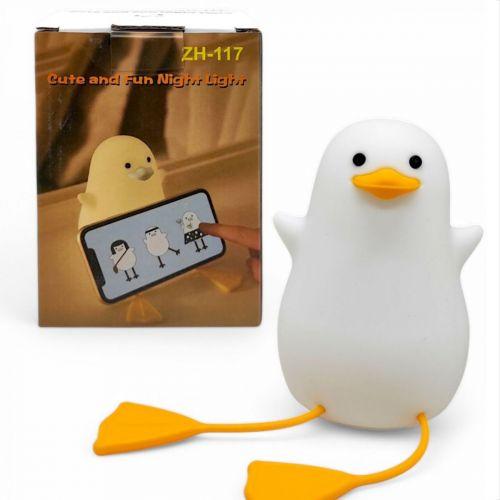 Нічник-проектор силіконовий "Каченятко" з вбудованим акумулятором (висота - 13 см), фото 1