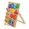 Дитяча розвиваюча гра дошка Пізнавай-ка бізіборд для вивчення кольору 4в1 Сортер Ксилофон Шнурівка Шестерінки, фото 5