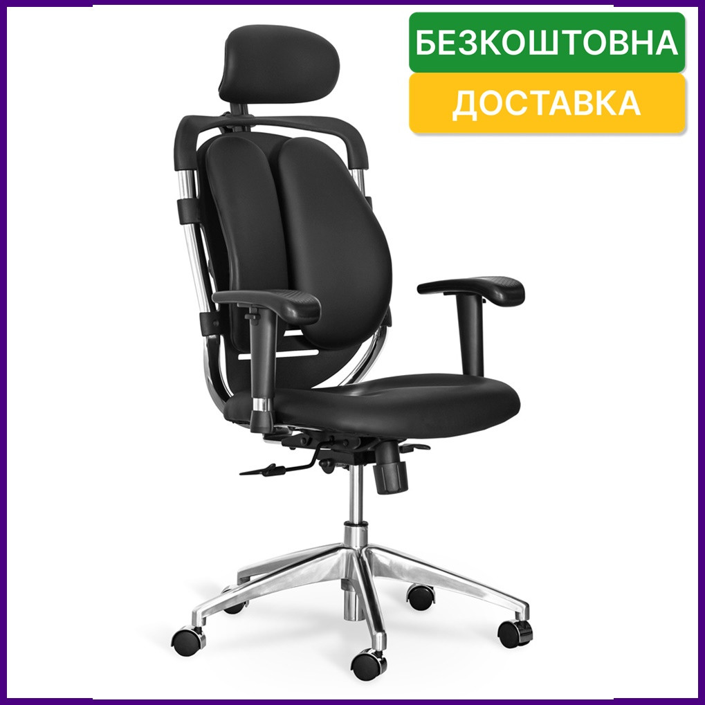 Ортопедичне офісне комп'ютерне крісло для роботи Mealux Mentor Duo Black