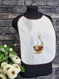 Нагрудник для дорослих, Фартушок на груди "Чашка кави"  Білий, 50х35см