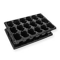 Касета під розсаду 44х20,5х8 пластикова з піддоном на 18 осередків (60х60х80), Касета під розсаду 44х20, 5х8 пластикова з піддоном