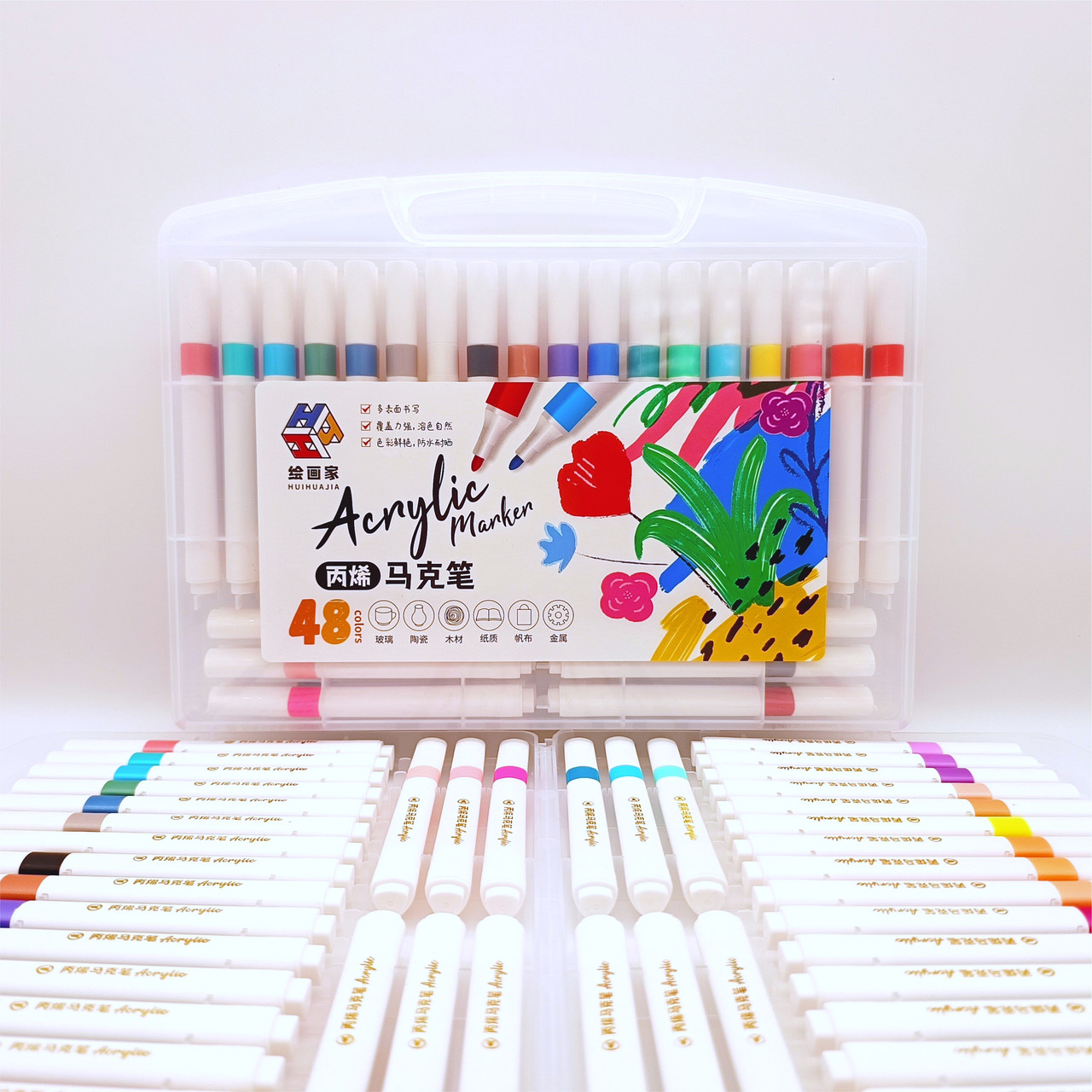 Професійні акрилові Маркери 48 кольорів | White Design | у кейсі