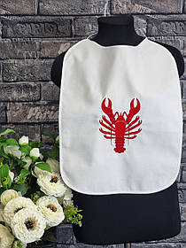 Нагрудник для дорослих, Фартушок на груди "Червоний Рак" №1,  Білий, 50х35см