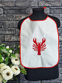 Нагрудник для дорослих, Фартушок на груди "Червоний Рак" №2,  Білий, 50х35см