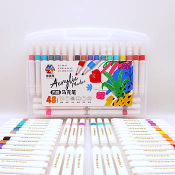 Професійні акрилові Маркери 48 кольорів | White Design | у кейсі