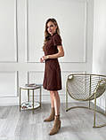 Коричневе приталене плаття із замші в діагональ, фото 6