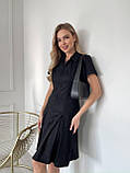 Чорне приталене плаття із замші в діагональ, фото 6