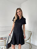 Чорне приталене плаття із замші в діагональ, фото 4