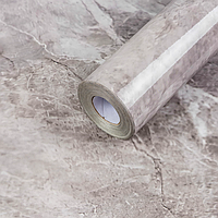 Самоклеюча плівка ламінована для стільниці, меблів в рулоні 0.6х10 метрів, сіро-коричневий мармур глянець