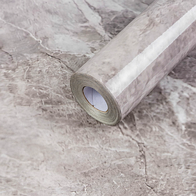 Самоклеюча плівка ламінована для стільниці, меблів в рулоні 0.6х3 метра, сіро-коричневий мармур глянець