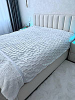 Хутряне білосніжне двостороннє покривало "НОРКА"/Покривало на велике ліжко 220х240