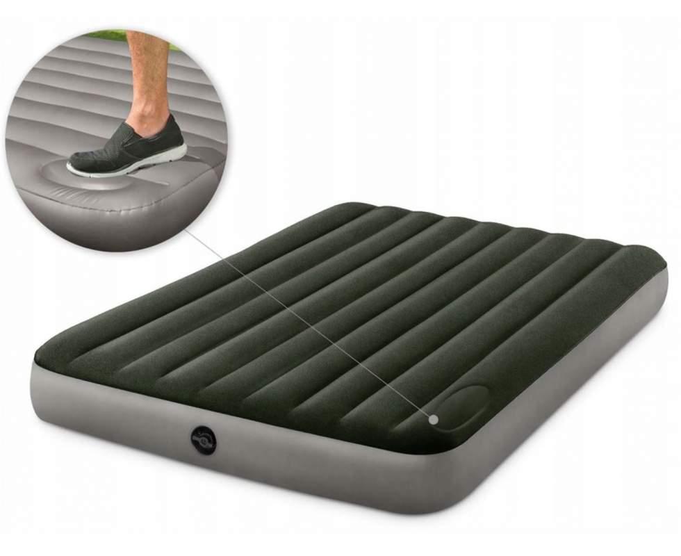 Матрац надувний Intex 64763 з вбудованим насосом 203x152x25 см, чорно-сірий, фото 1