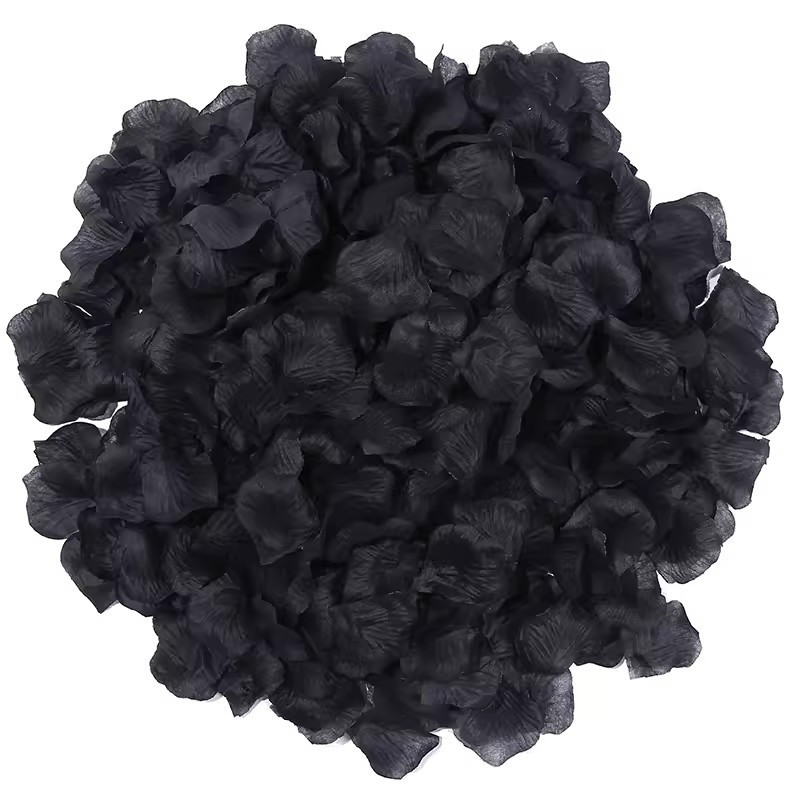 Штучні пелюстки троянд для декору 100 штук 45 на 40 мм чорний, фото 1