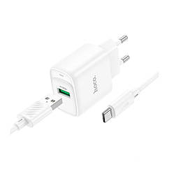 Мережевий зарядний пристрій Hoco C140A 1 USB QC 18 W + USB to Type-C