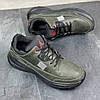 Чоловічі шкіряні кросівки (натуральна шкіра) хакі демісезонні, взуття для чоловіків на весну осінь, розміри 40-45, фото 3