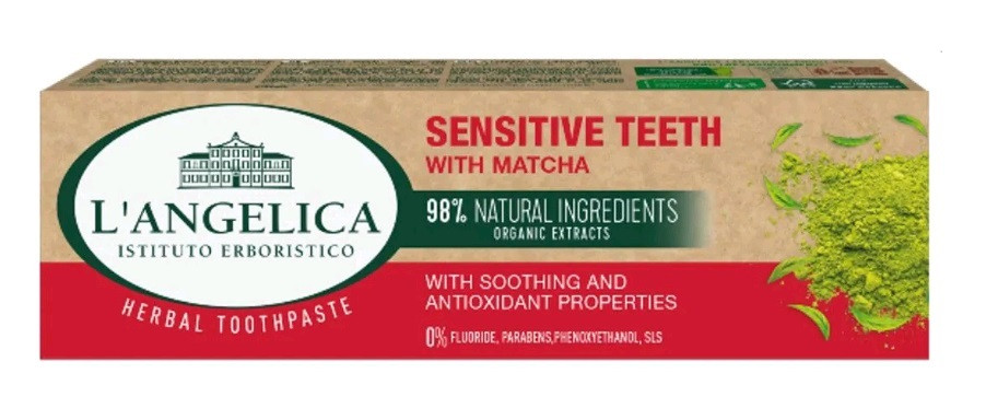 Зубна паста L`angelica для чутливих зубів з матчею 75 мл, фото 1