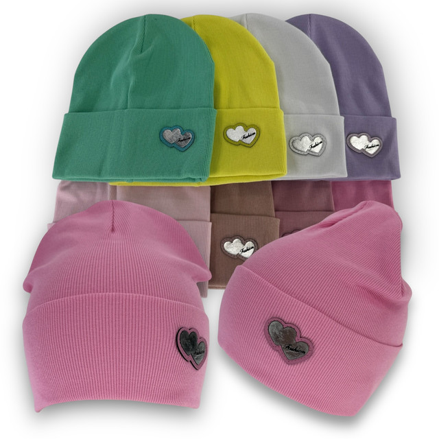 трикотажная шапка для девочки Двойная трикотажная шапка для девочки