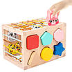 Розвивальна логічна іграшка Дерев'яний бізікуб 3 способи ігор Геометричний сортер Фігурки Еластичні стрічки, фото 8