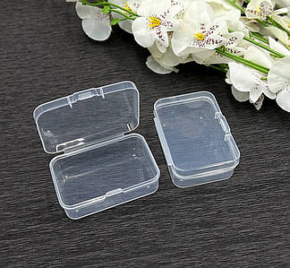 Контейнер для бісеру, намистин / 6,4*4,5*2 см / Прямокутник / Прозорий