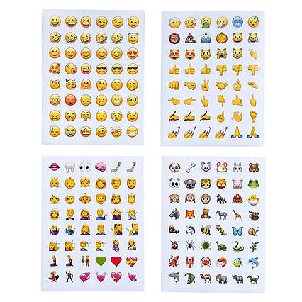 Наклейки стикери Смайлики Emoji 4 аркуші LifeFLUX