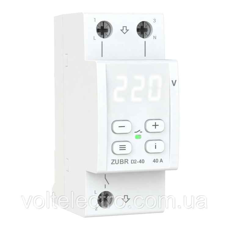 Реле напруги ZUBR D2-40 white з термозахистом White, фото 1