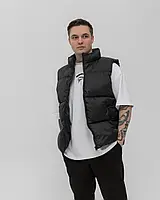 Стьобаний однотонний весняний чоловічий жилет на блискавці демісезонна утеплена безрукавка з кишенями для хлопців