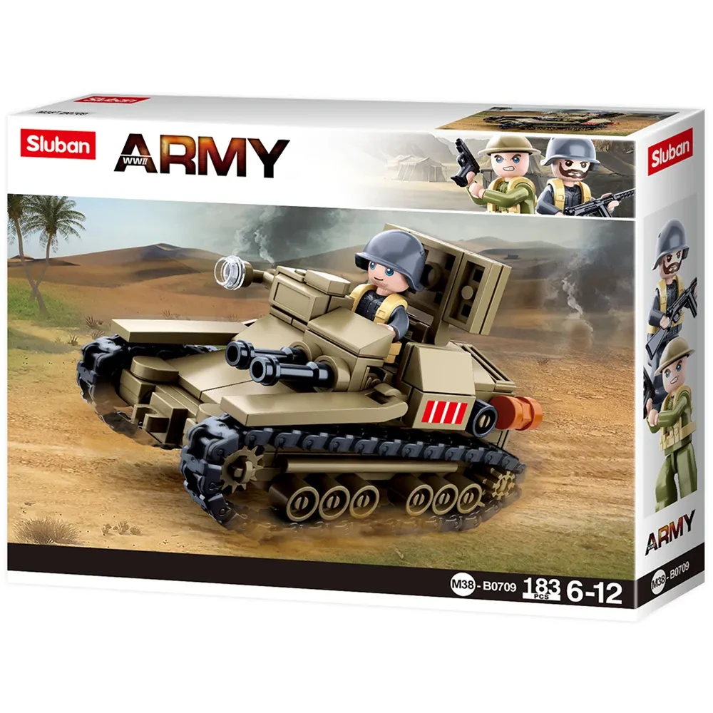 Конструктор Sluban Army M38-B0709 Военный маленький итальянский танк Carro veloce 33 танкетка 183детали