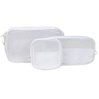 Органайзер из трёх косметичек Lesko F007 White несессер для хранения косметики компактный бьюти бокс
