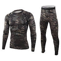 Термобелье мужское Lesko A152 Camouflage Black 2XL нательное для холодной погоды