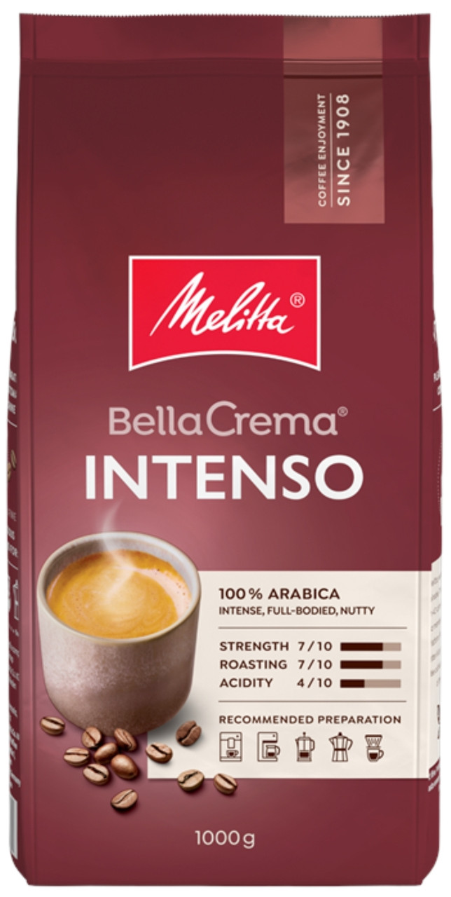 ОРИГІНАЛ! Кава зернова Melitta BellaCrema Intenso (Melitta Bella Crema Intenso,  Мелітта Інтенсо), 1кг