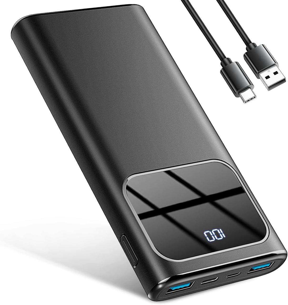 Power Bank, портативний зарядний пристрій з високою швидкістю 10000 мАг, акумулятор з подвійним струмом і виходом USB C, PD15W