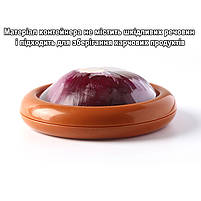 Контейнер для зберігання нарізаних овочів та фруктів червоного кольору круглої форми 12,5*2,5см 29344, фото 2