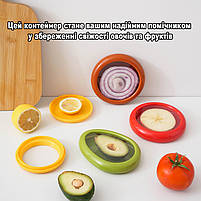 Контейнер для зберігання нарізаних овочів та фруктів червоного кольору круглої форми 12,5*2,5см 29344, фото 9