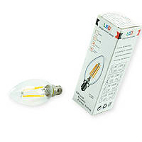 Лампа побутова діодна 220V E14 4W C35 3000K Filament теплий білий