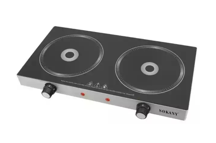 Індукційна плита на 2 конфорки Sokany SK-224, 2400 Вт/ Двокомфоркова електроплита