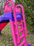 Гірка дитяча пластикова велика, 243 см Doloni (Фіолетова-рожева), фото 2